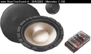 showyoursound.nl - Onzichtbaar - Mercedes C-180 - xcentric-1-216.jpg - 4 x Magnat XCENTRIC 216 BR2 way component car speaker 120/180 WattBR  BRSystem 2 way component car speaker BRImpedance 4 Ohm BRFrequency spectrum 32-32000 Hz BRNominal/musical power handling 120/180 Watt BRSensivity/Soundpressure level 92 db BRCrossover frequencies 4000 Hz BR BRWoofer BRA: Outer diameter 187 mm BRB: Installation depth 75 mm BRC: Mounting hole 145 mm BRTweeter BRA: Outer diameter 50 mm BRB: Installation depth 16 mm BRC: Mounting hole 45 mm BR  BRFeatures BR BRSeperate crossover filter  BRwoofer with aluminium membrane  BRtitanium coated mylar foil tweeter  BRadjustable high level  BRgold plated terminals  BRpolyswitch  /PP  